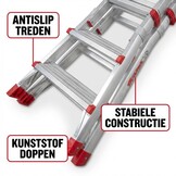 Vouwladder - uitschuifbaar - werkhoogte 4,70 m - aluminium