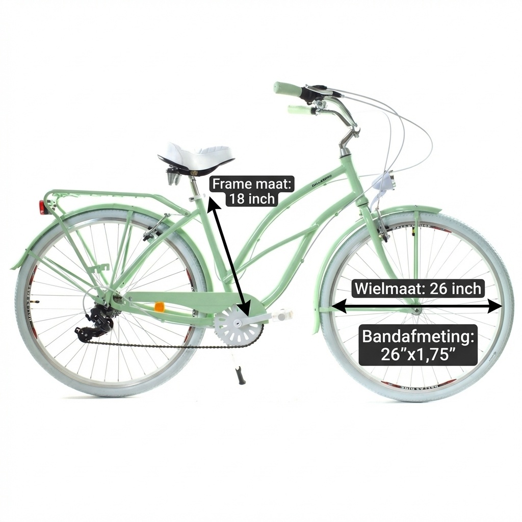 Meisjesfiets - cruiser - 26" - 7 versnellingen - mint wit