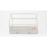 Massief houten kinderbed - Scandinavische stijl - huisbed - 160x80cm - met barrierres - wit