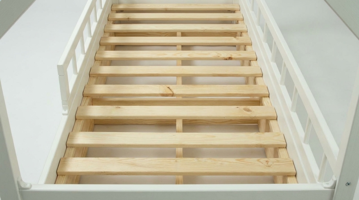 Massief houten kinderbed - Scandinavische stijl - huisbed - 160x80cm - met barrierres - wit