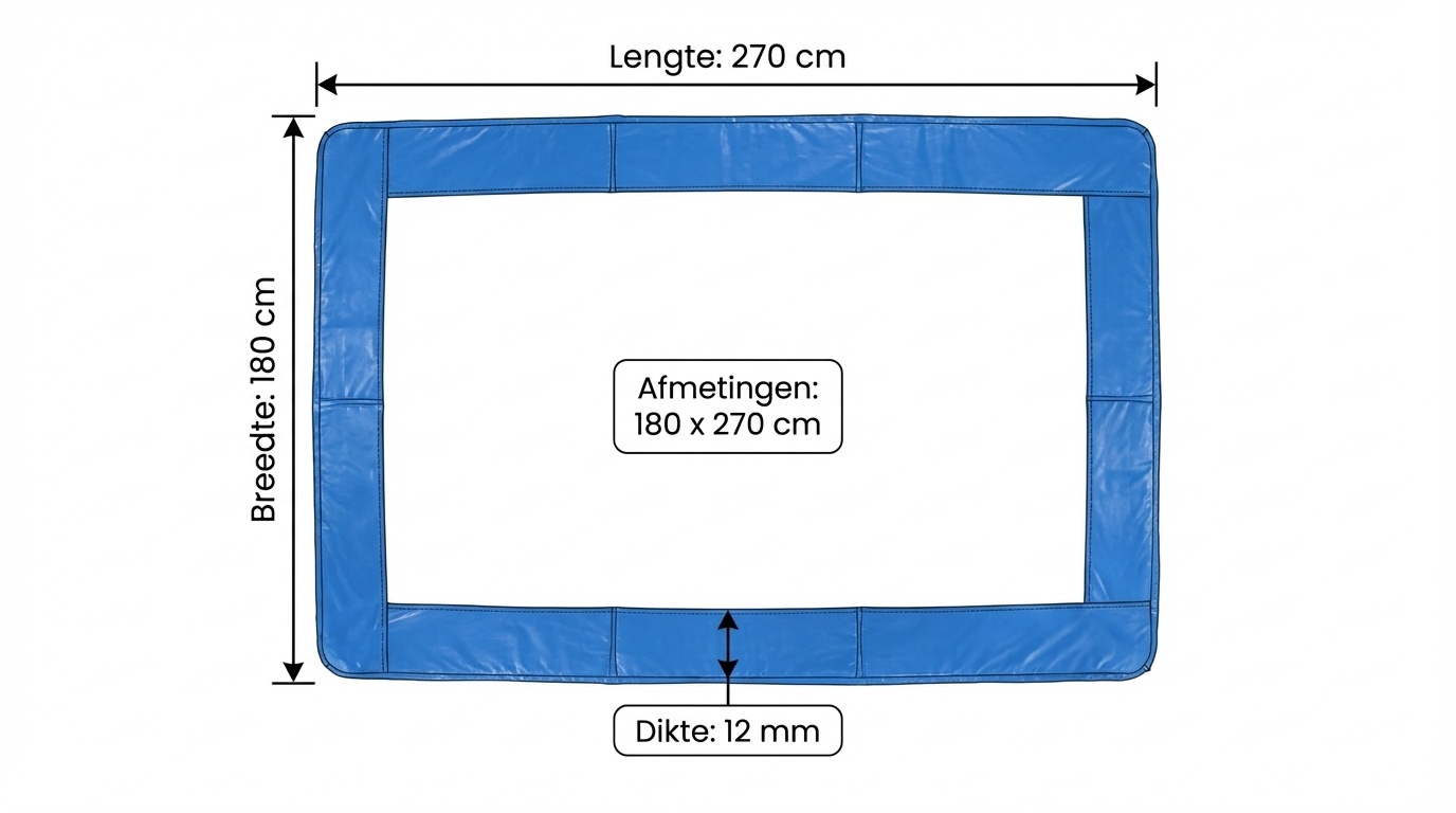 Trampoline rand - beschermrand - rechthoek - 180x270 cm - blauw