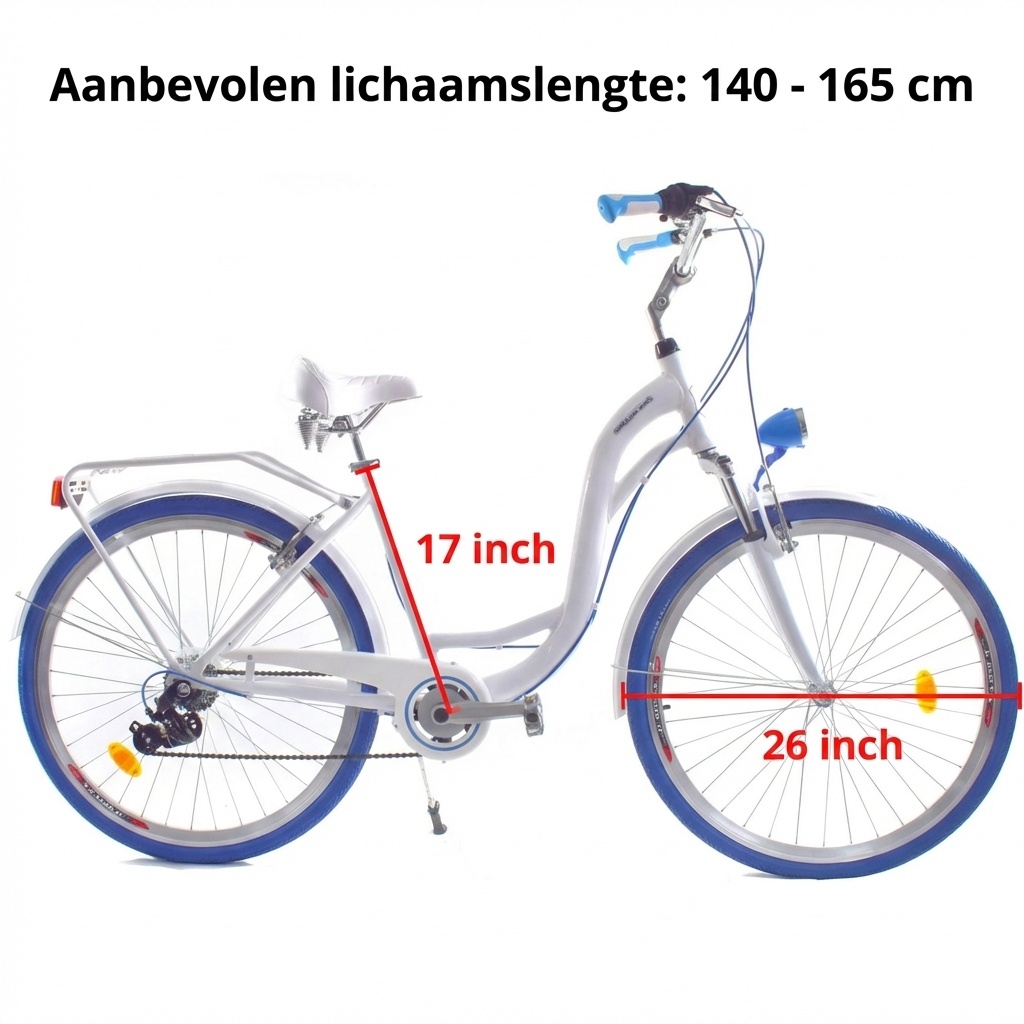 Meisjesfiets - 26 inch - met 7 versnellingen - alu - wit blauw