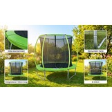 Trampoline 244 cm rond - met veiligheidsnet – groen/zwart