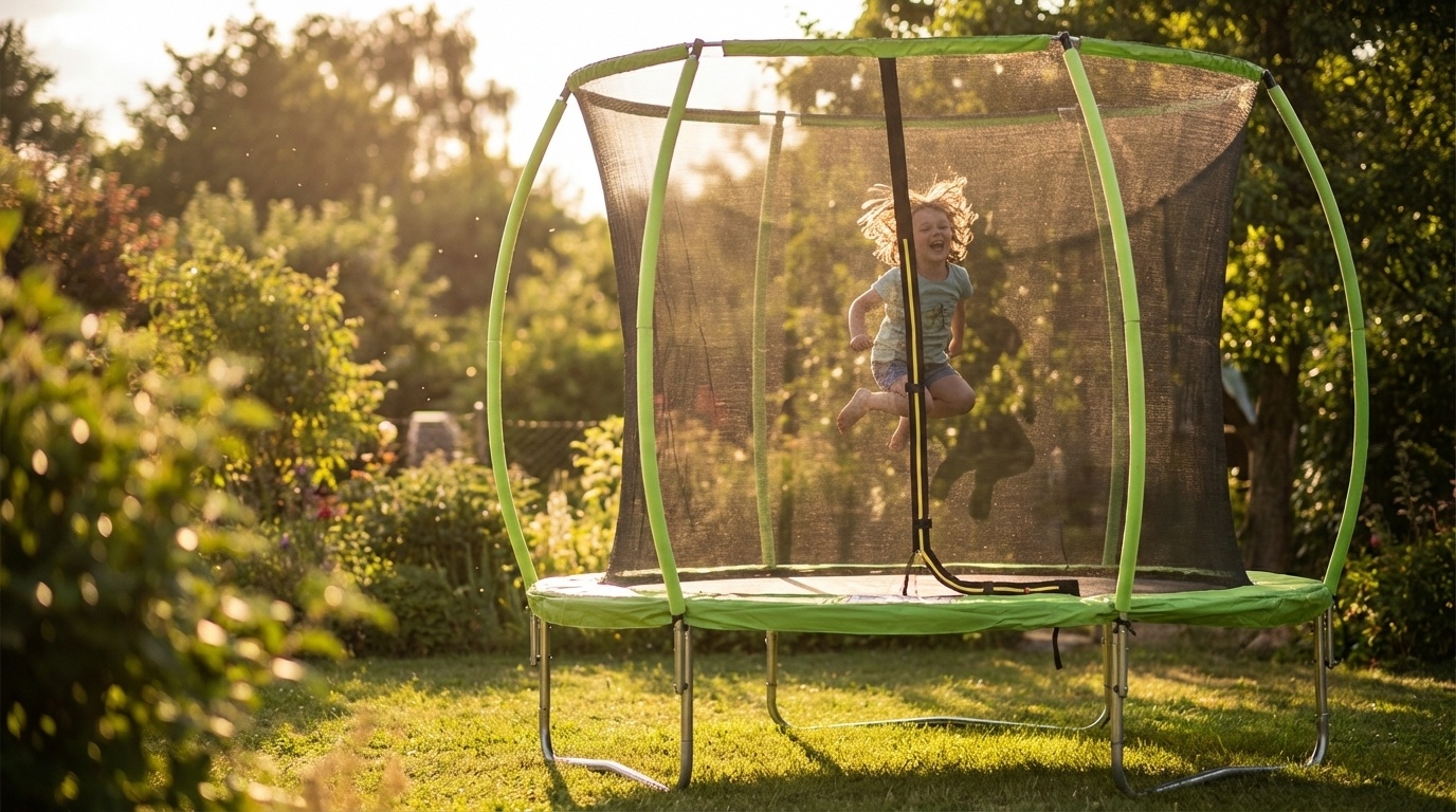 Trampoline 244 cm rond - met veiligheidsnet – groen/zwart