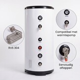 Buffervat warmtepomp - 100L watertank - RVS - 47 x104,5 cm