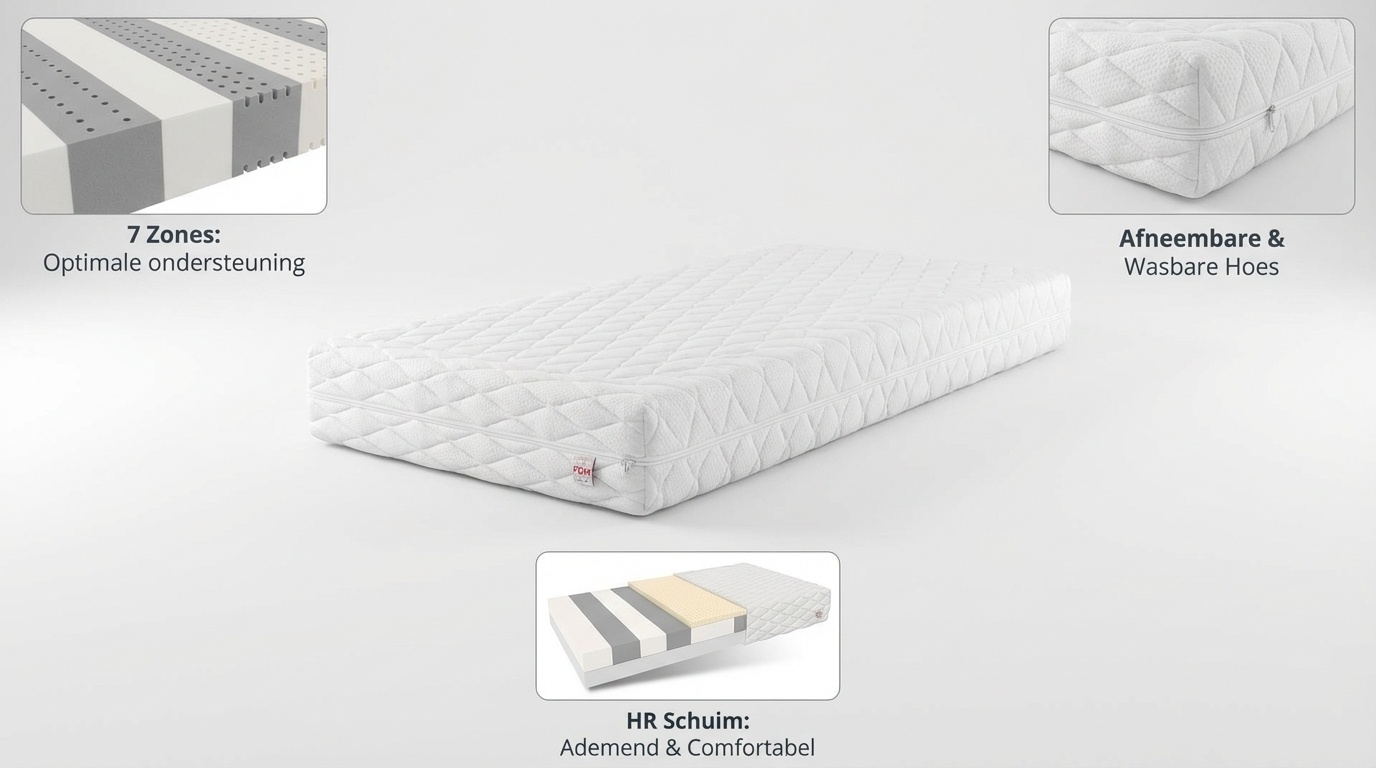 7 zones matras 140x200 | HR Schuim | 15cm dik | H2/H3