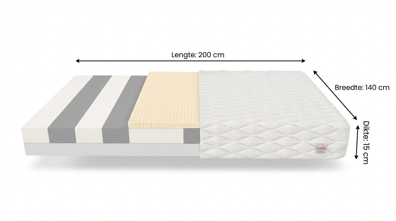 7 zones matras 140x200 | HR Schuim | 15cm dik | H2/H3