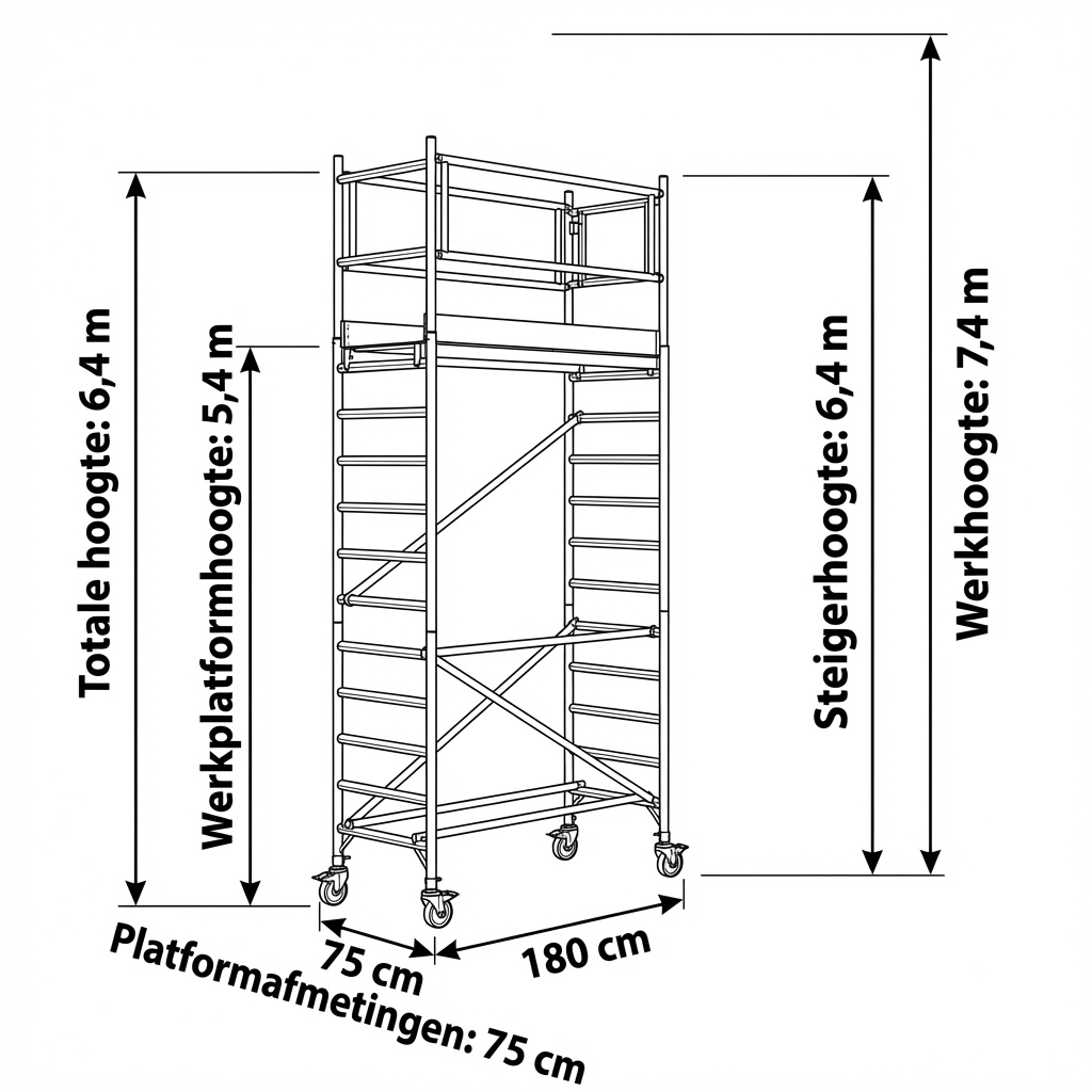 Rolsteiger - 75x180 cm - aluminium - werkhoogte 7,4 m