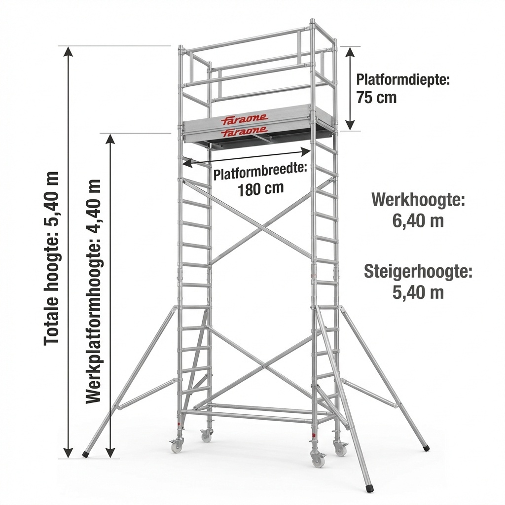 Rolsteiger - 75x180 cm - aluminium - werkhoogte 6,4 m