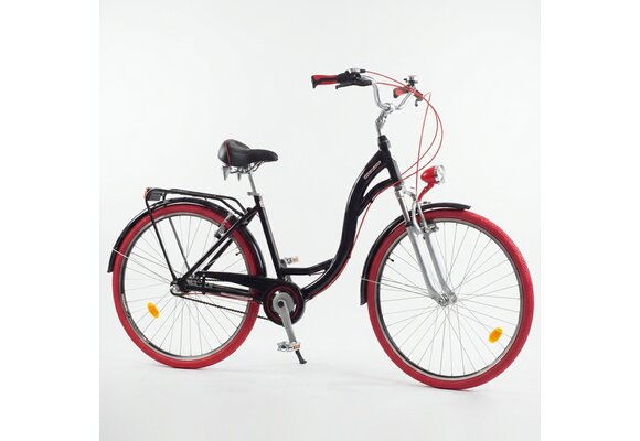 Meisjesfiets - 26 inch - met 3 versnellingen - zwart rood