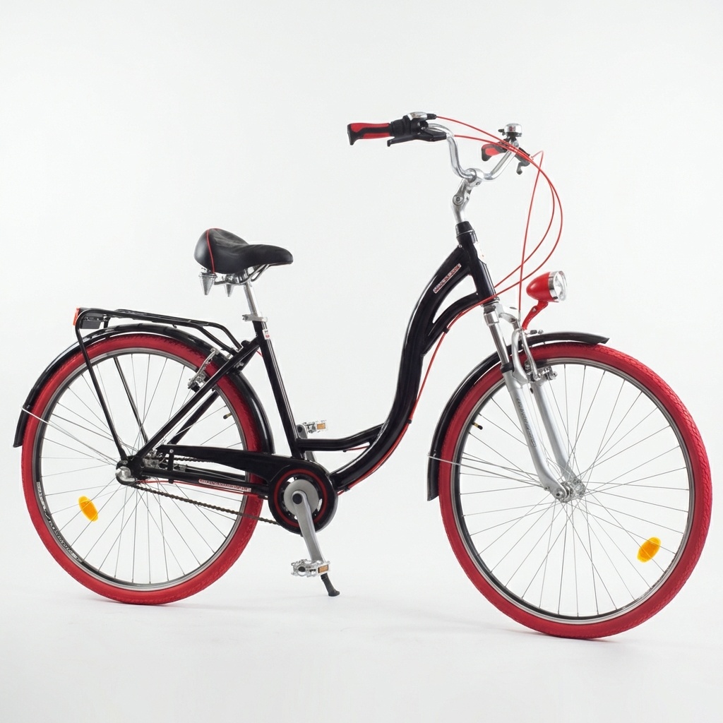 Meisjesfiets - 26 inch - met 3 versnellingen - zwart rood