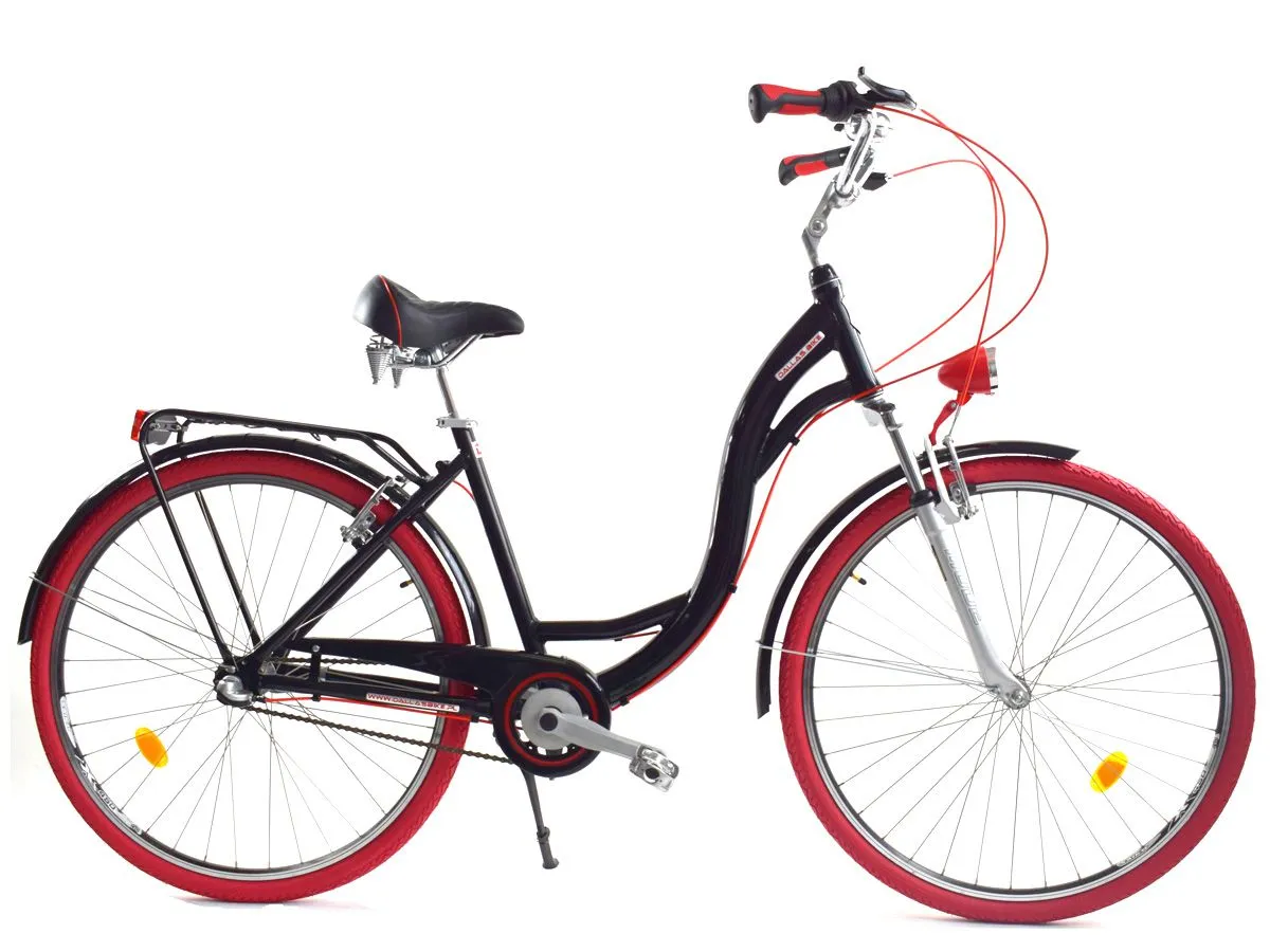 Meisjesfiets - 26 inch - met 3 versnellingen - zwart rood
