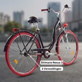 Meisjesfiets - 26 inch - met 3 versnellingen - zwart rood