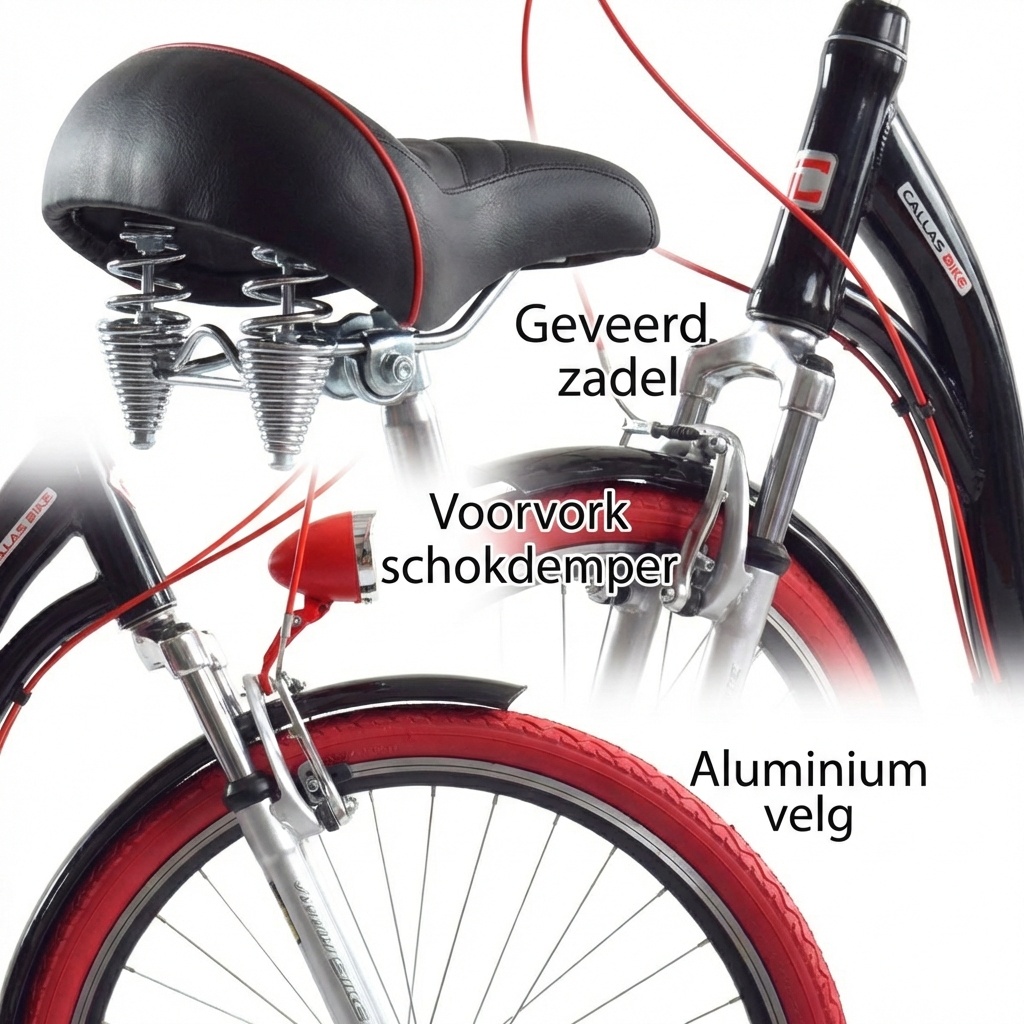 Meisjesfiets - 26 inch - met 3 versnellingen - zwart rood