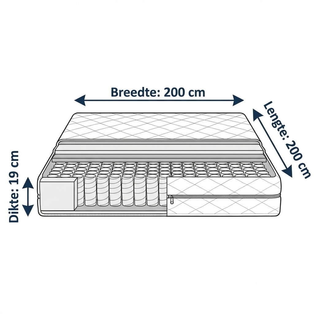 7 zone matras thermoplastisch 200x200 cm Wit