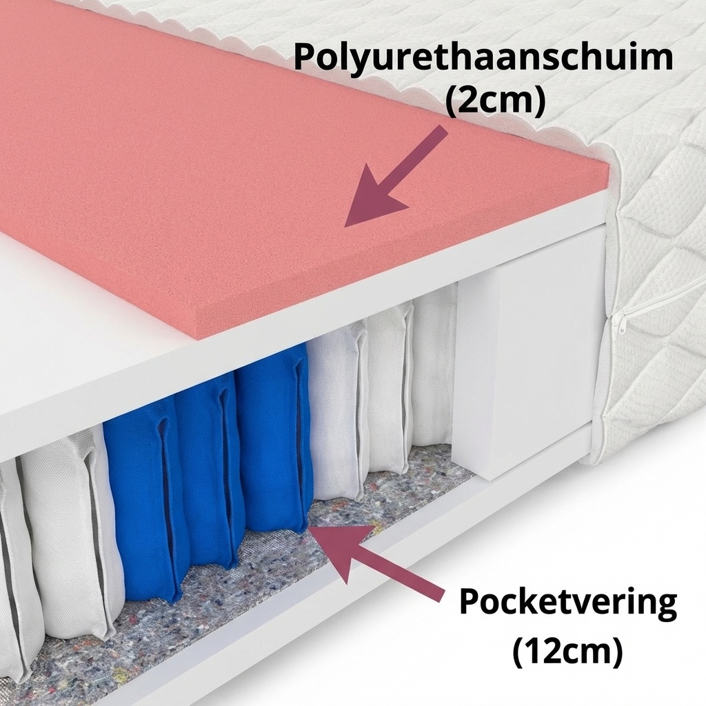 7 zone matras thermoplastisch 200x200 cm Wit