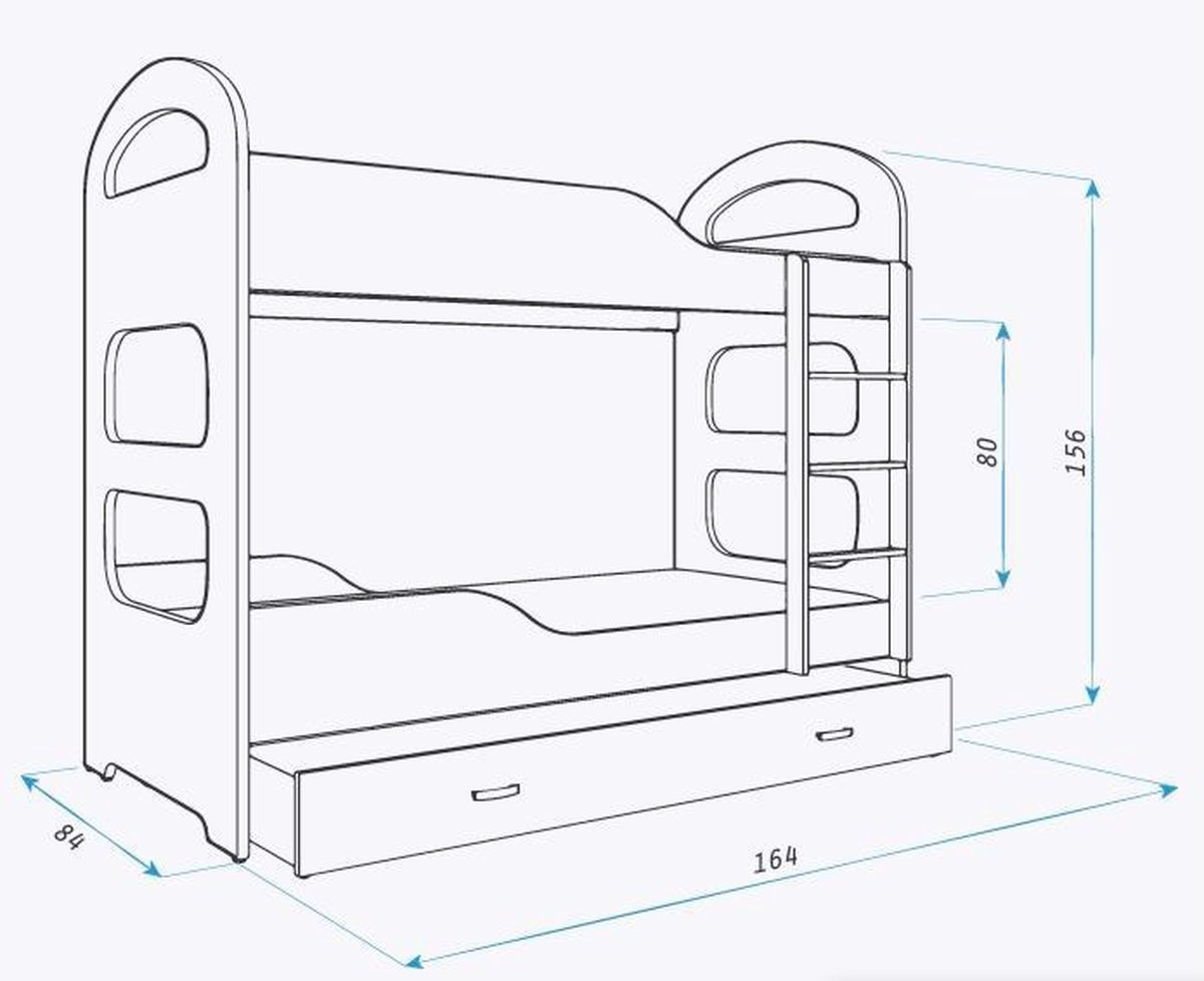 Kinder stapelbed wit - 160 x 80 cm