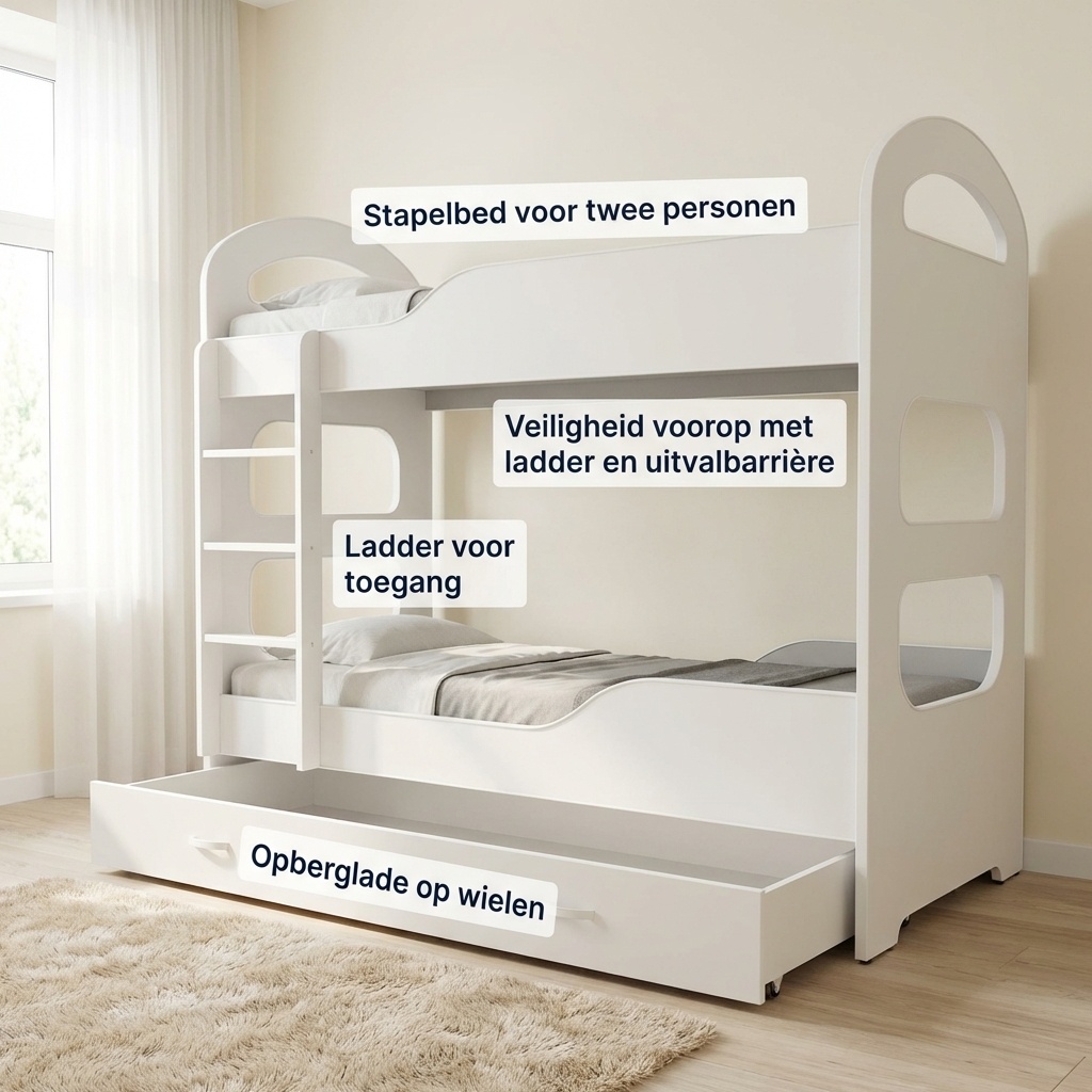 Kinder stapelbed wit - 160 x 80 cm