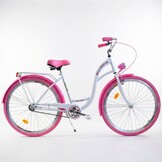 Meisjesfiets 26 inch stevig model wit met roze van Dallas Bike