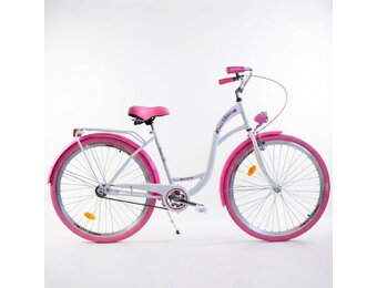 Meisjesfiets 26 inch stevig model wit met roze van Dallas Bike