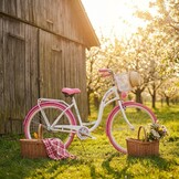 Meisjesfiets 26 inch stevig model wit met roze van Dallas Bike