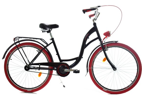 Meisjesfiets 26 inch stevig model rood met zwart van Dallas Bike