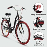 Meisjesfiets 26 inch stevig model rood met zwart van Dallas Bike