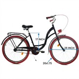 Meisjesfiets 26 inch stevig model rood met zwart van Dallas Bike