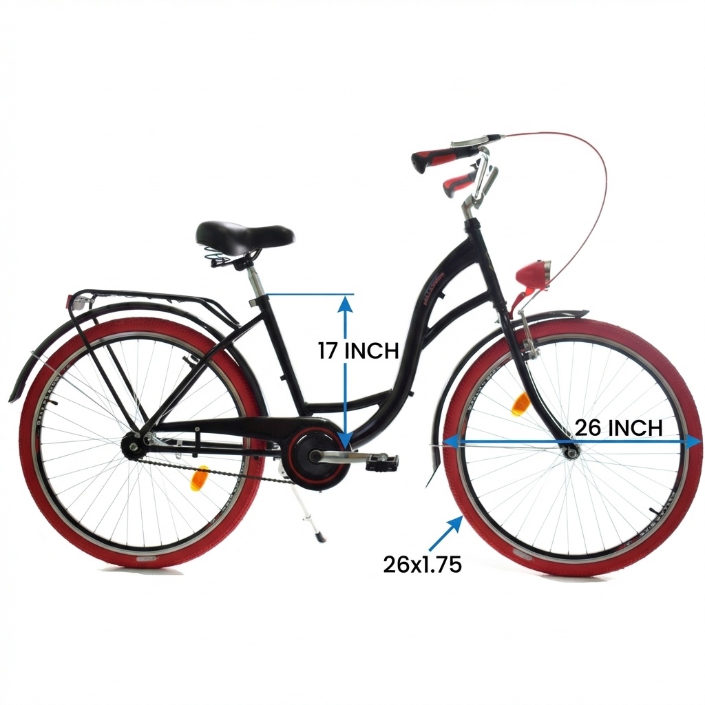 Meisjesfiets 26 inch stevig model rood met zwart van Dallas Bike