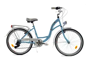 Meisjesfiets - 24 inch fiets - 6 versnellingen - blauw wit