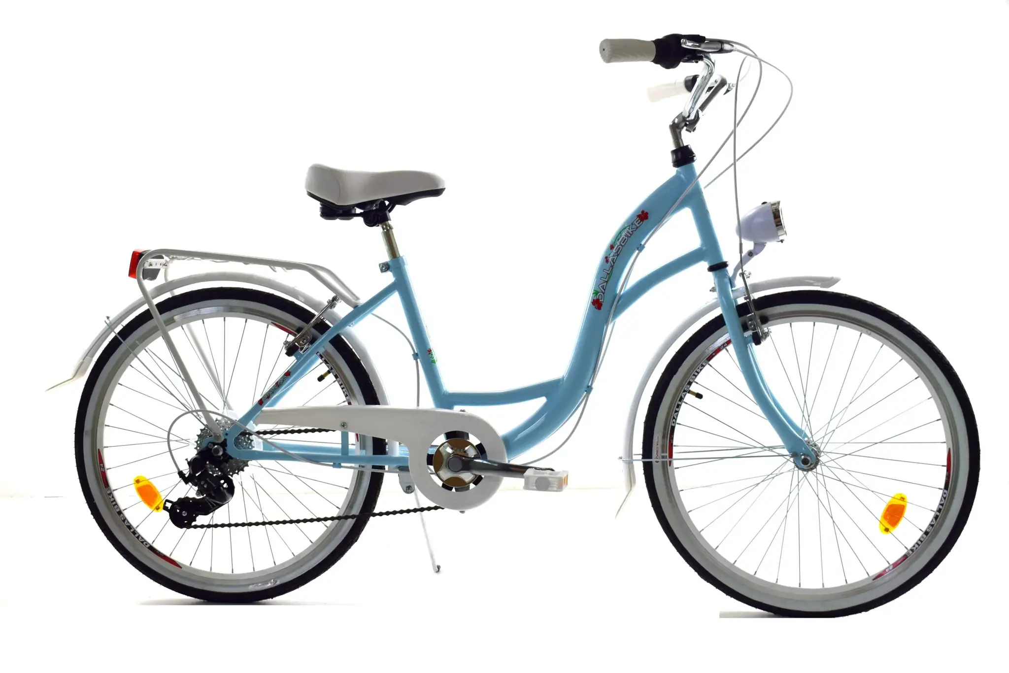 Meisjesfiets - 24 inch fiets - 6 versnellingen - blauw wit