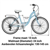 Meisjesfiets - 24 inch fiets - 6 versnellingen - blauw wit