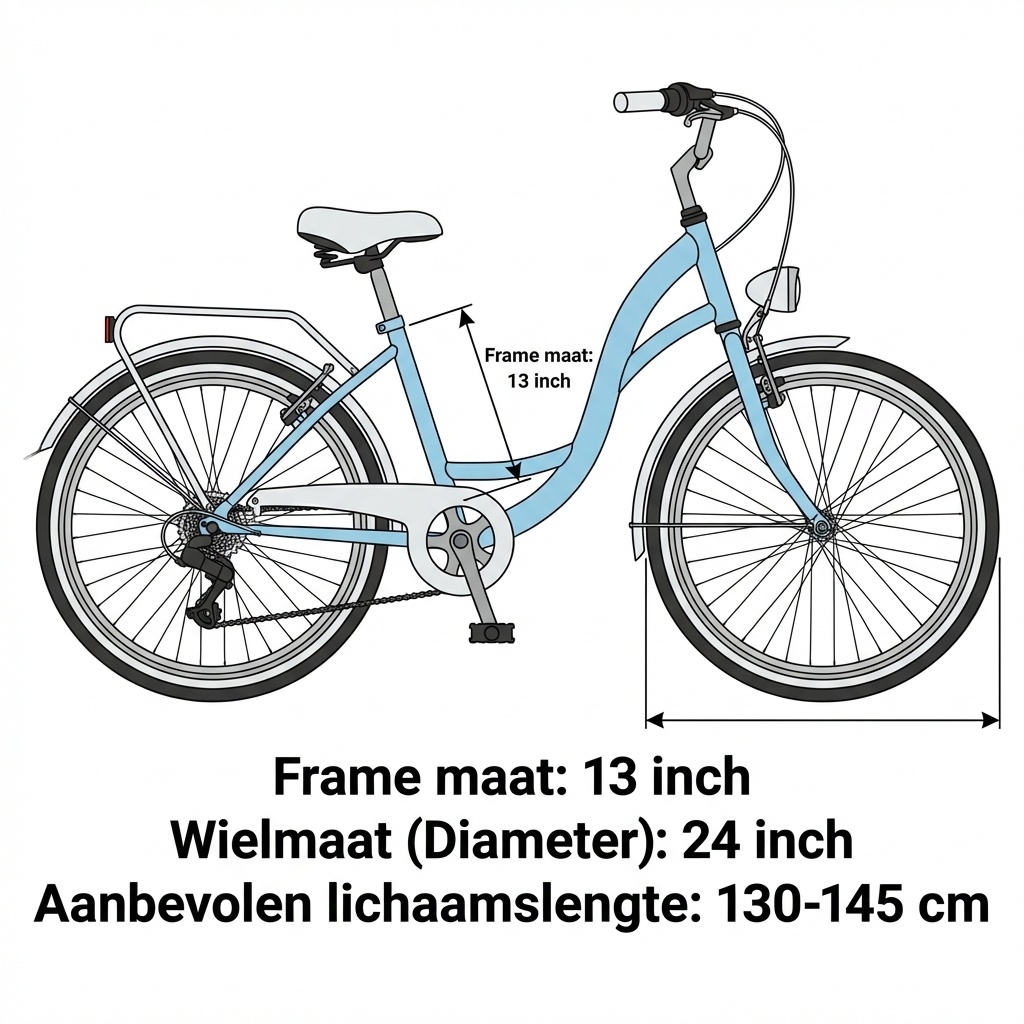 Meisjesfiets - 24 inch fiets - 6 versnellingen - blauw wit