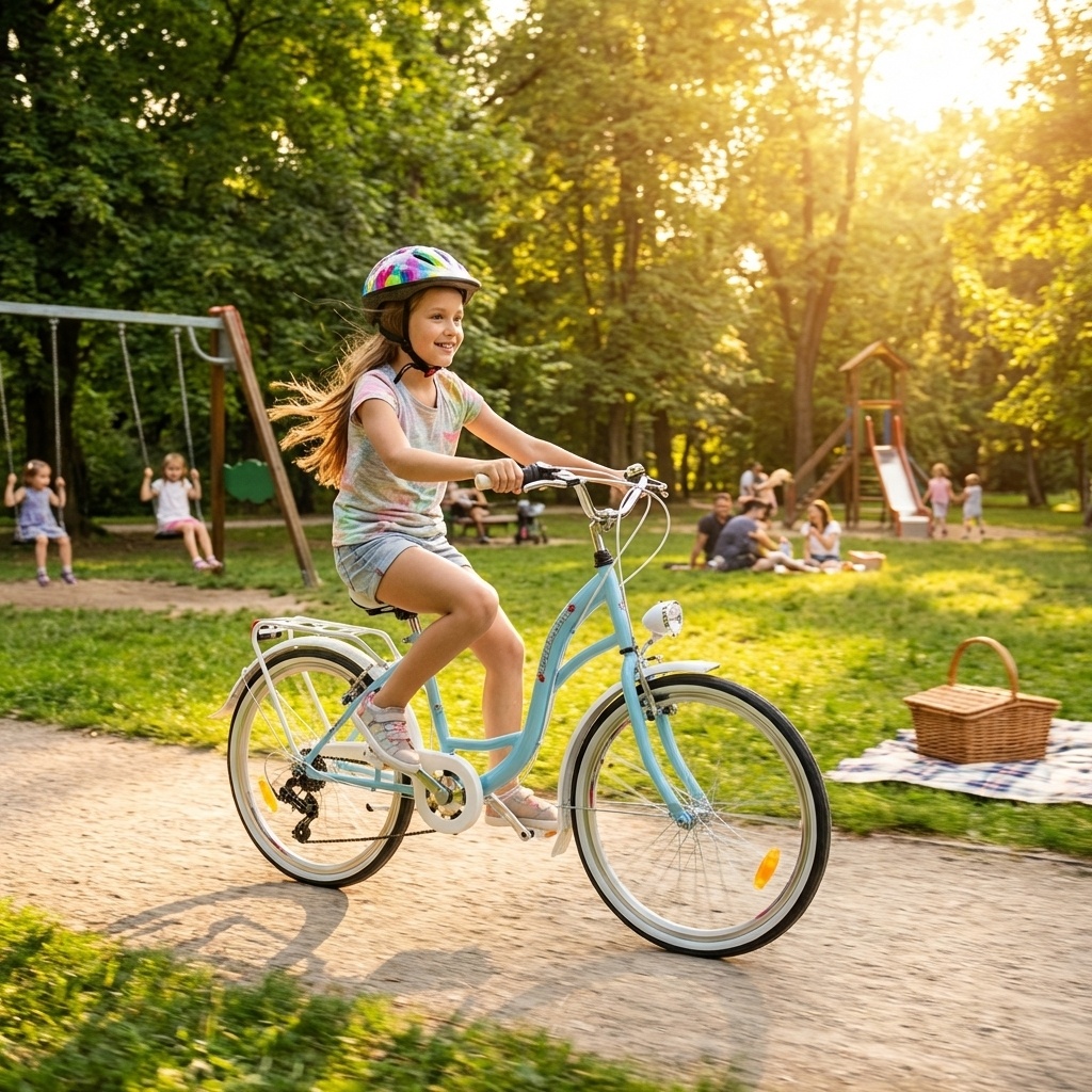 Meisjesfiets - 24 inch fiets - 6 versnellingen - blauw wit