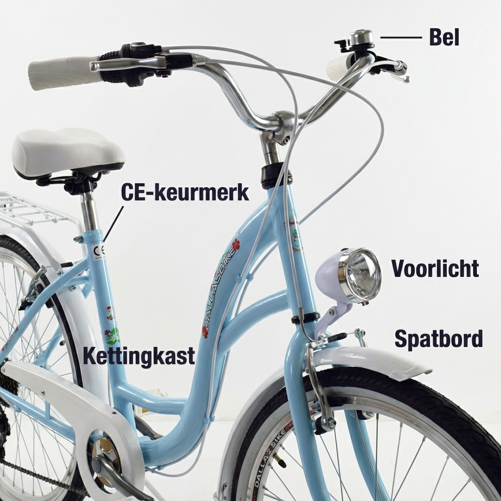 Meisjesfiets - 24 inch fiets - 6 versnellingen - blauw wit