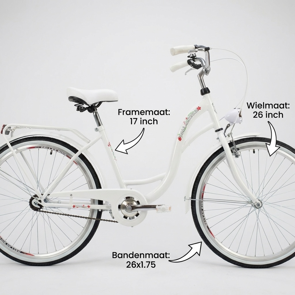 Meisjesfiets 26 inch stevig model wit van Dallas Bike