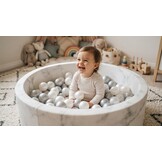 Ballenbak marmer met 300 parelmoer transparant en zilveren ballen - 90 x 40 cm - rond