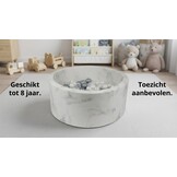 Ballenbak marmer met 300 parelmoer transparant en zilveren ballen - 90 x 40 cm - rond
