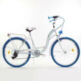 Meisjesfiets 24 inch stevig model blauw met wit 6 versnellingen