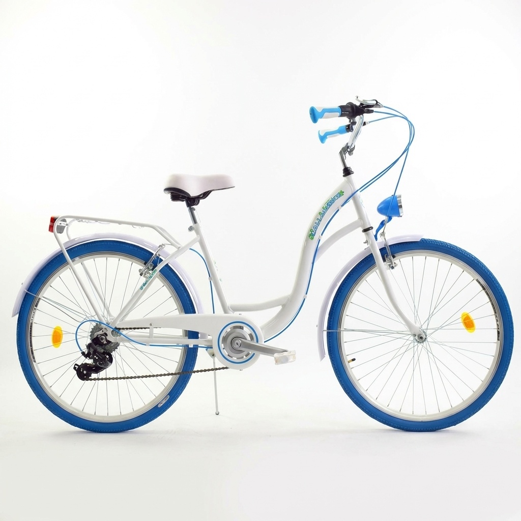 Meisjesfiets 24 inch stevig model blauw met wit 6 versnellingen