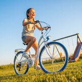 Meisjesfiets 24 inch stevig model blauw met wit 6 versnellingen