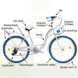 Meisjesfiets 24 inch stevig model blauw met wit 6 versnellingen