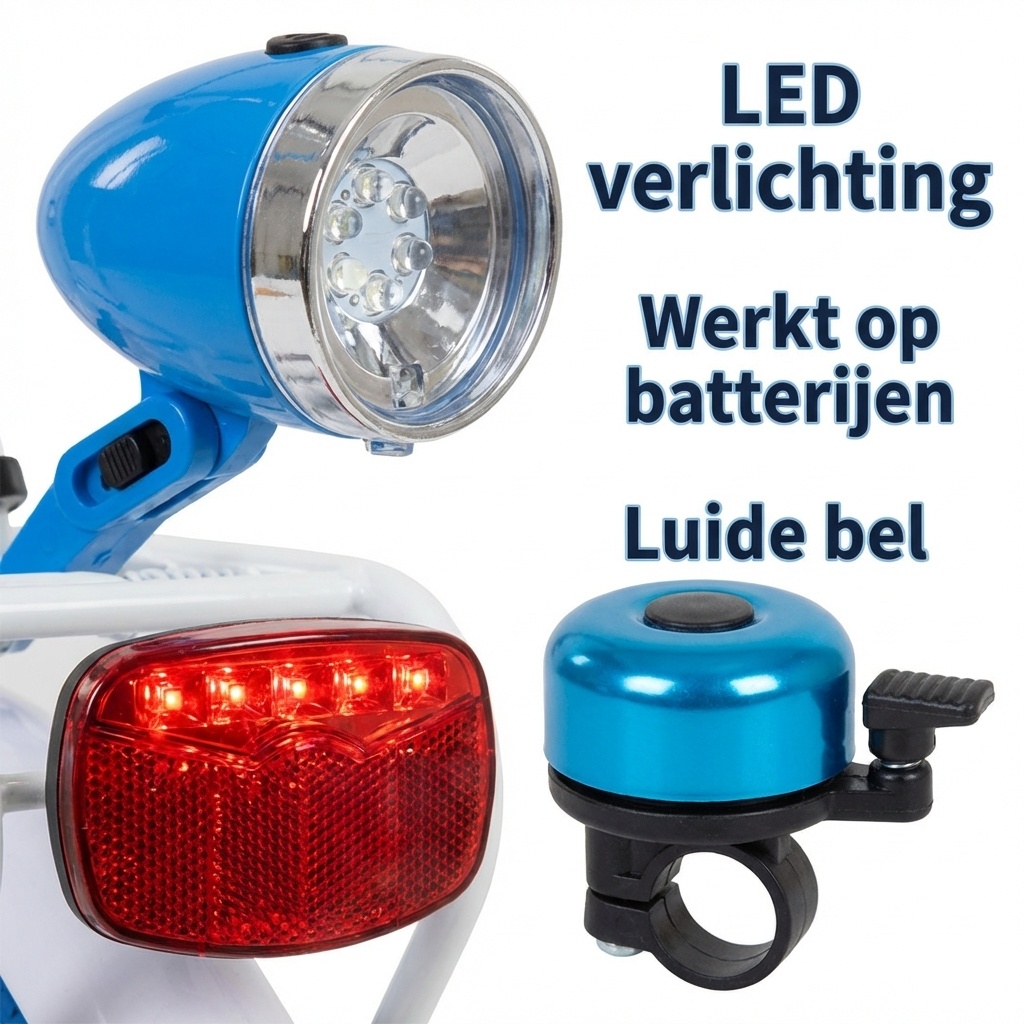 Meisjesfiets 24 inch stevig model blauw met wit 6 versnellingen