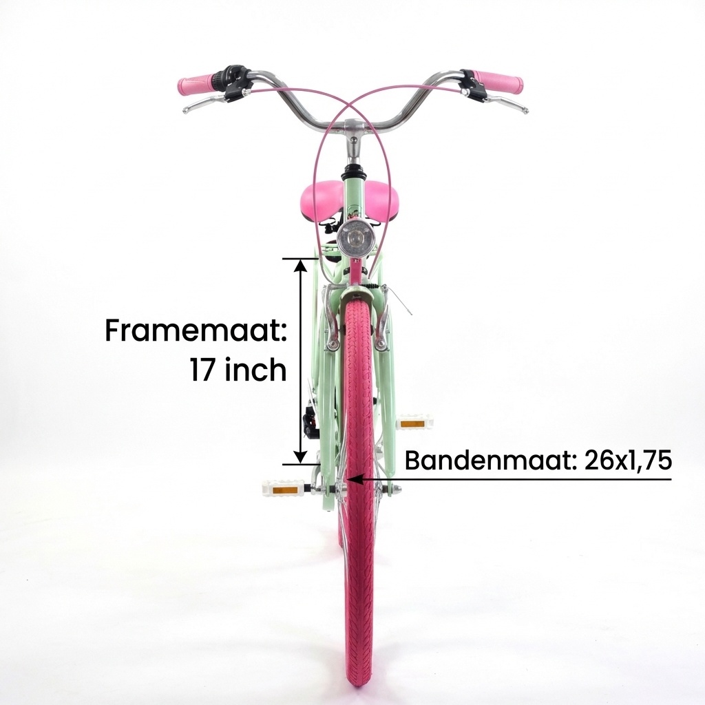 Meisjesfiets - 26 inch - stadsfiets - mintgroen roze