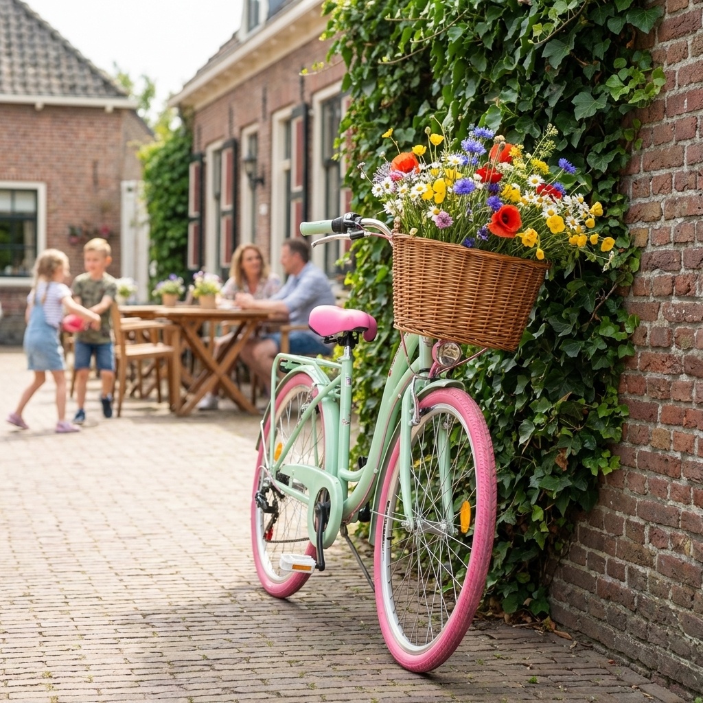 Meisjesfiets - 26 inch - stadsfiets - mintgroen roze