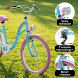 Meisjesfiets 24 inch stevig model roze met blauw 6 versnellingen