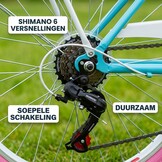 Meisjesfiets 24 inch stevig model roze met blauw 6 versnellingen