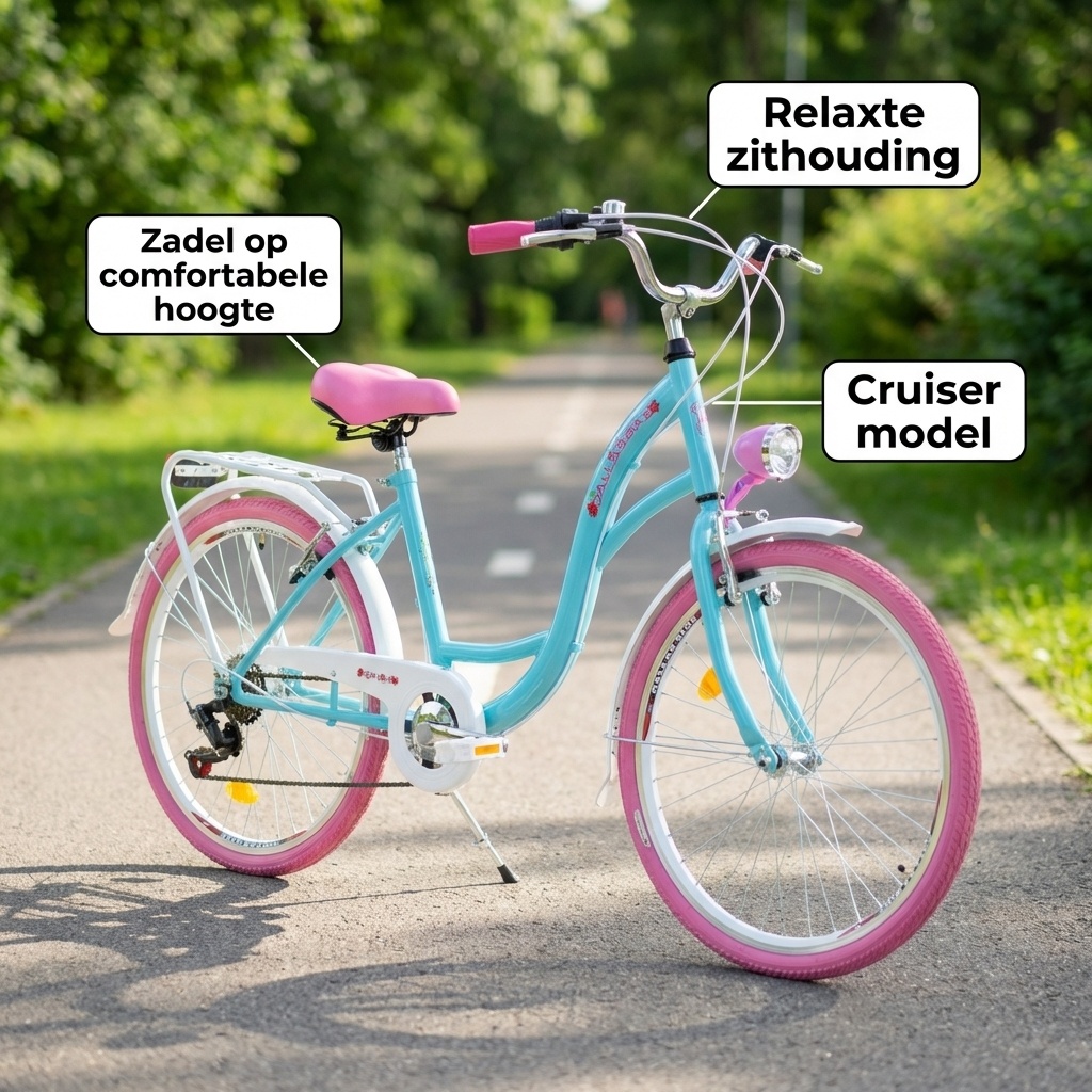 Meisjesfiets 24 inch stevig model roze met blauw 6 versnellingen