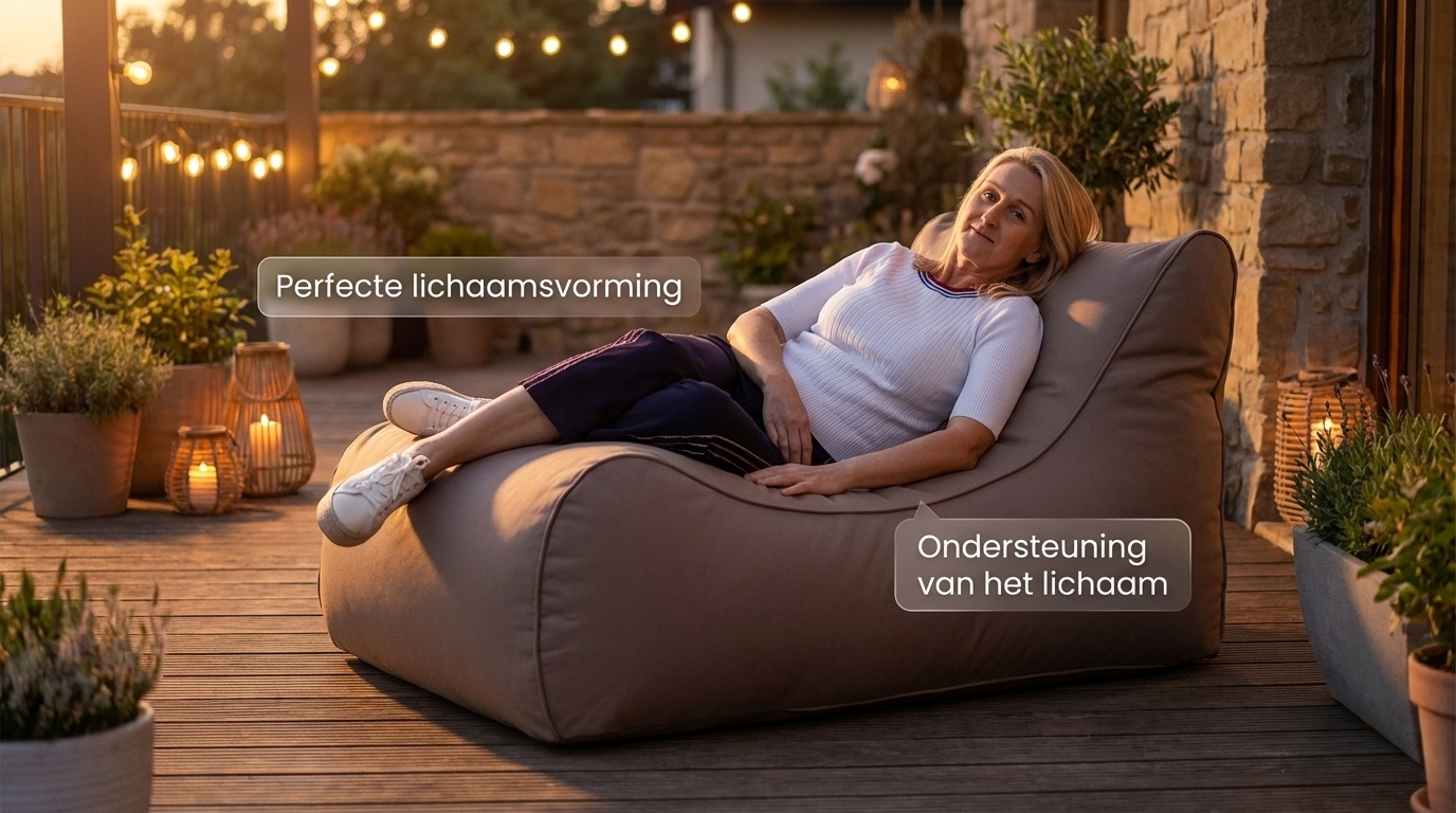 Outdoor poef bruin 115x65x60cm waterdicht polyester