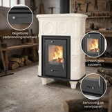 Tegelkachel - houtkachel - 8kW - KRIS MORIS - beige